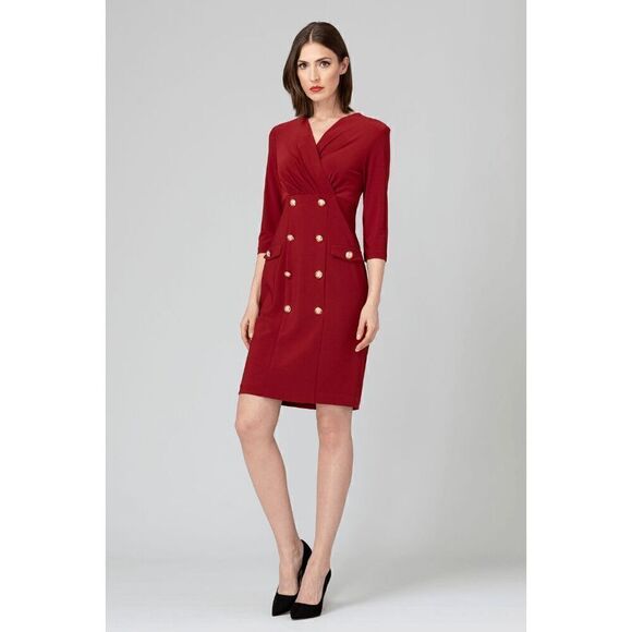 Elegant Wear to Work Office Business 3/4 Sleeve Buttons Red Blazer Dress XXL NWT - Picture 6 of 14